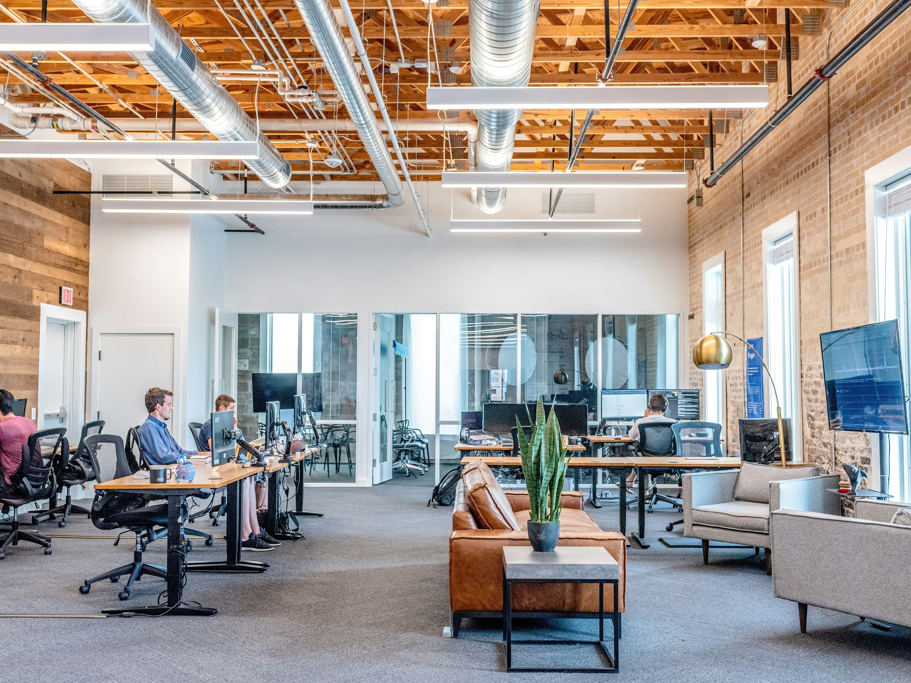 Coworkers collaborating in a modern office